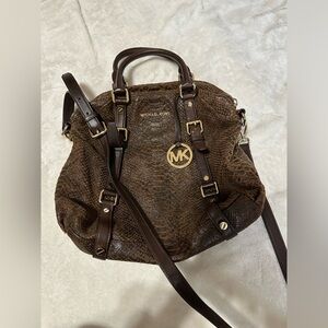 Michael Kors Handbag With Removable Crossbody Strap- Brown Gold